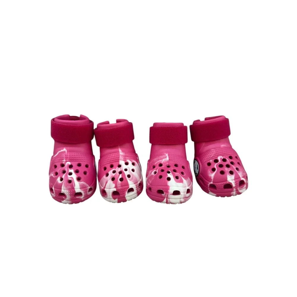 Bark Pink Dog Crocs-Style Boots with Adjustable Straps
